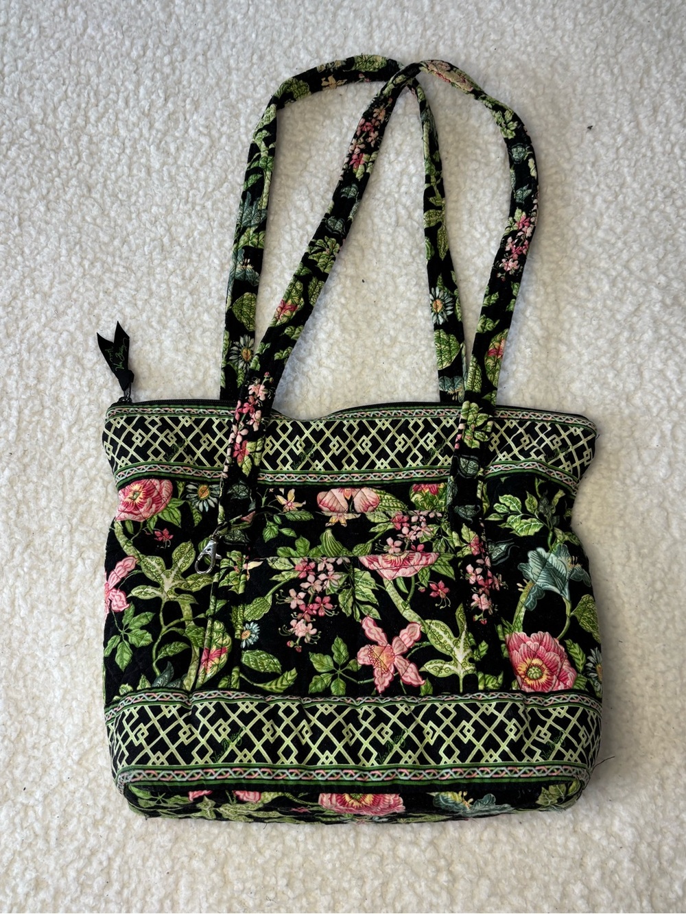 Vera Bradley Green Botanica Vintage Quilted Shoulder Tote Bag - Picture 7 of 14